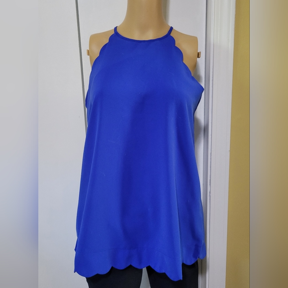Vanilla Bay Royal Blue Sleeveless Blouse Sz S